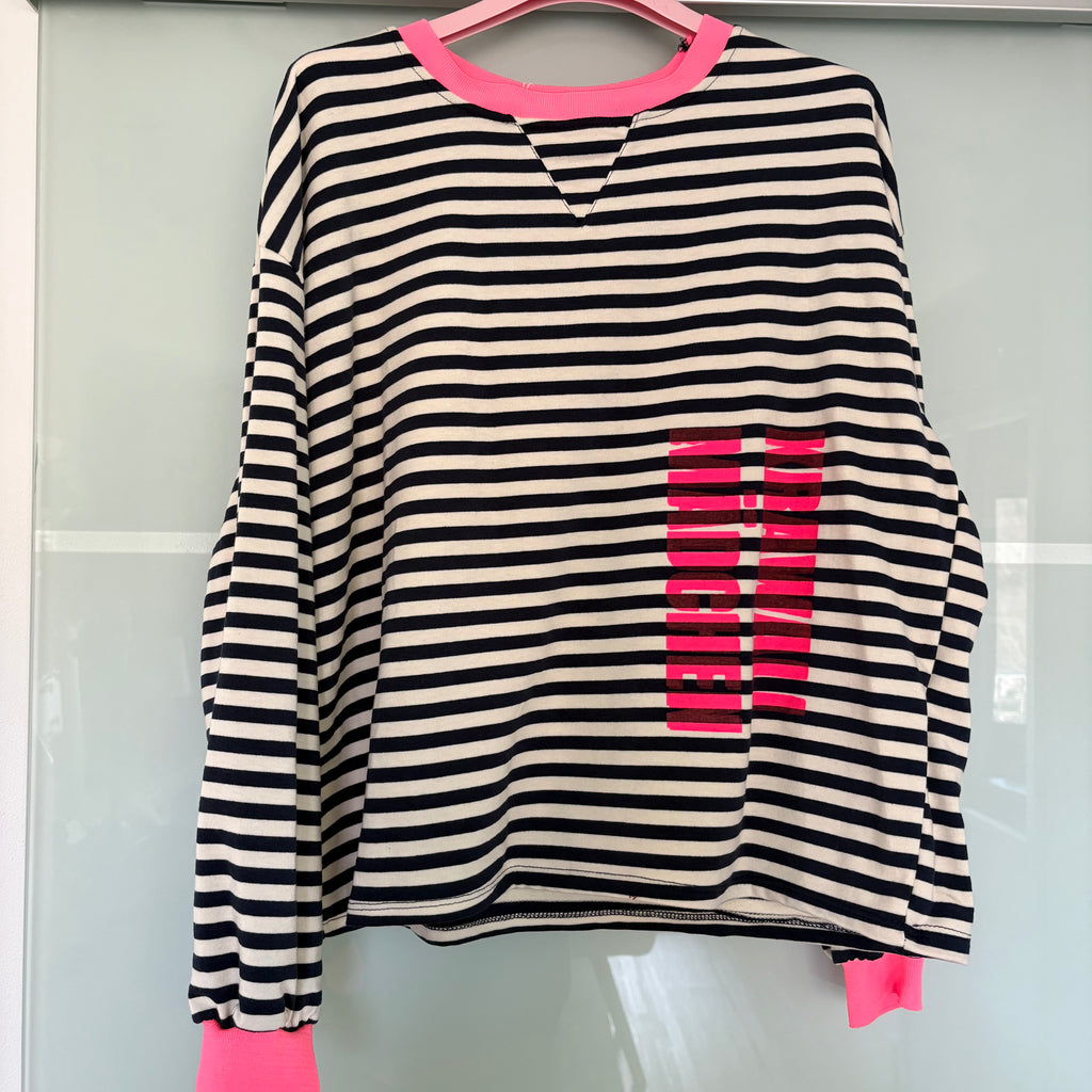 Sweater blau gestreift mit KRAWALL MÄDCHEN
