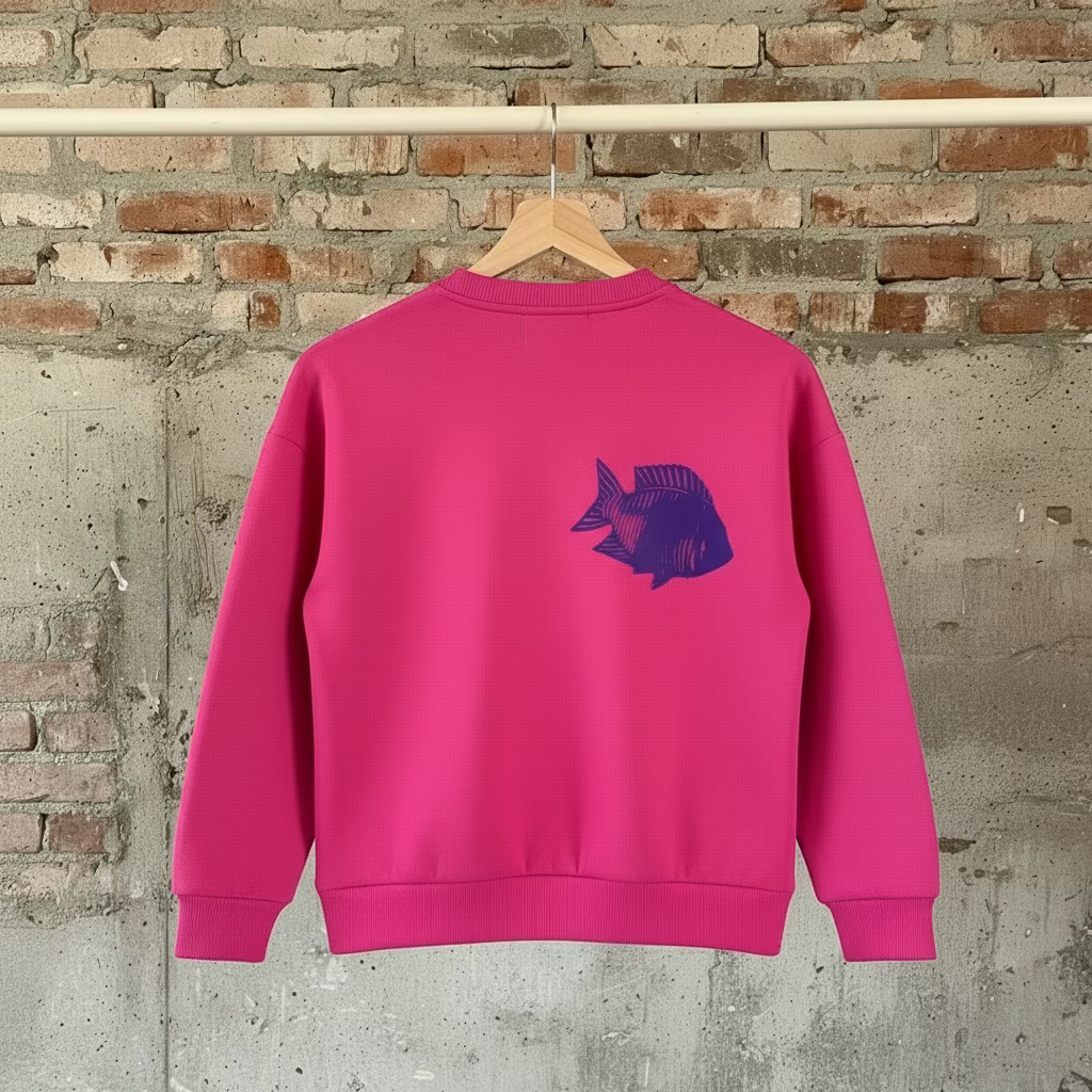 Hochwertiges Sweatshirt "Schön hier" pink/blau