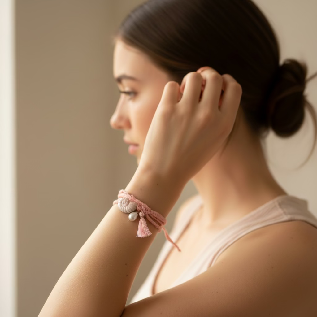 Seidenarmband Muschel rosa
