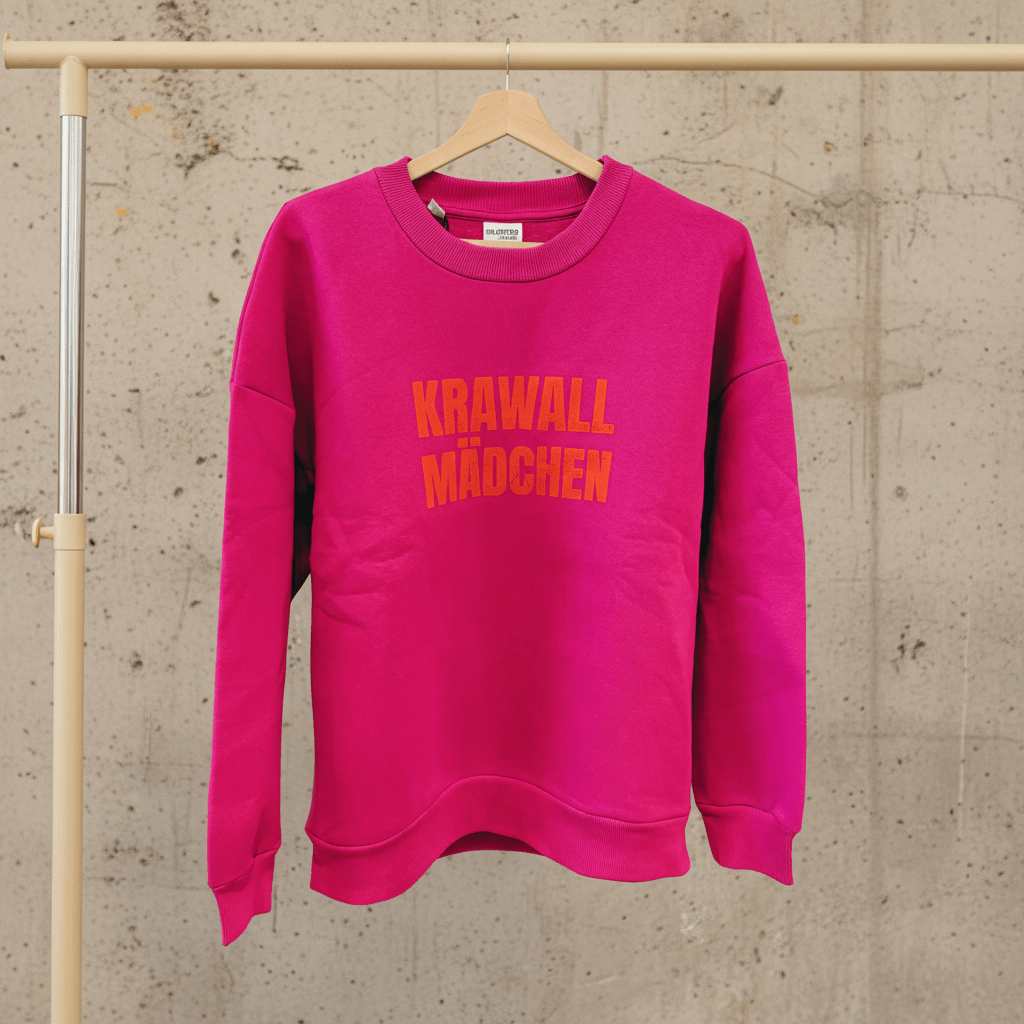 Hochwertiges Sweatshirt "Krawall Mädchen" Pink/Orange - B - Ware - fühls STATEMENT