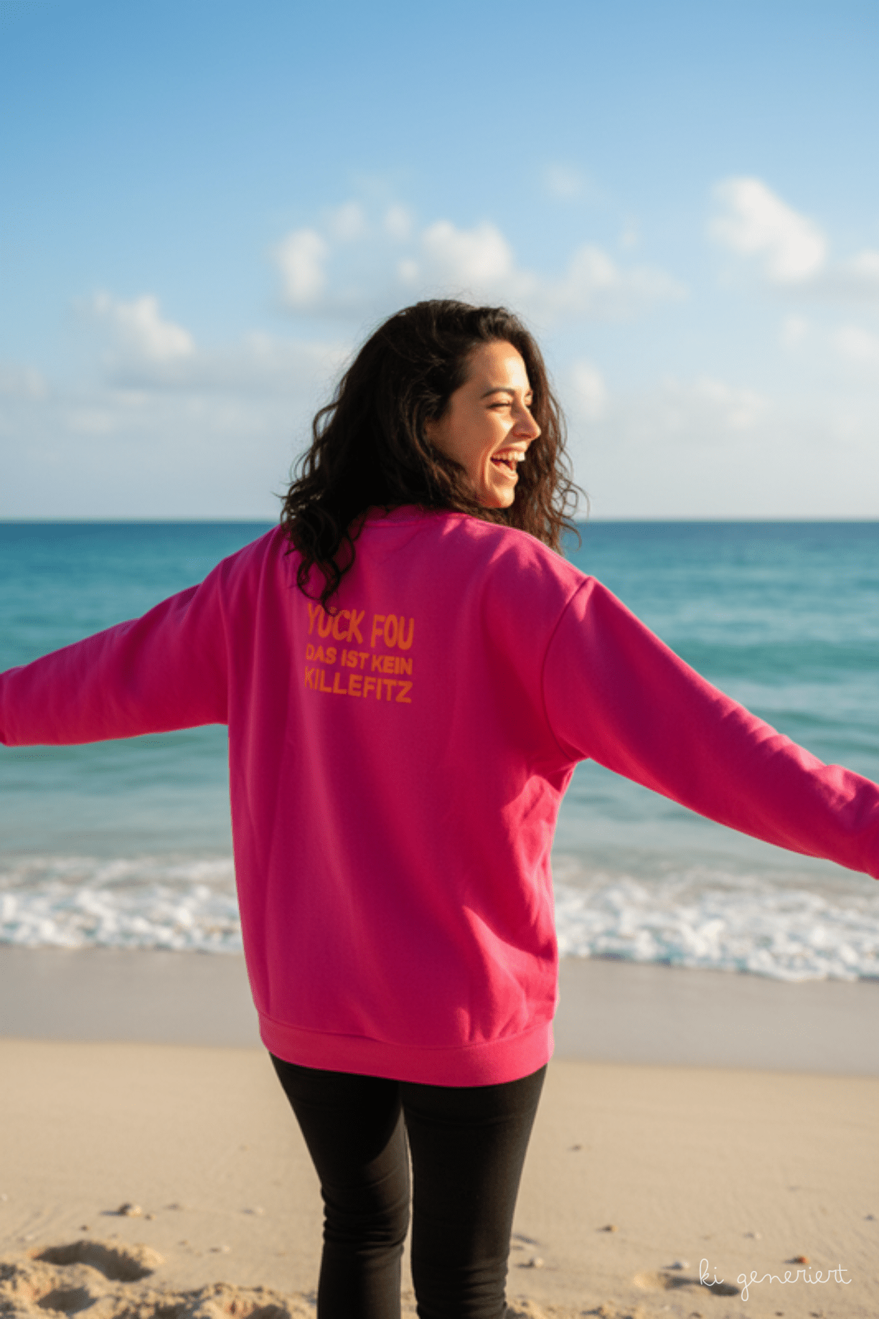 Hochwertiges Sweatshirt "Yuck Fou" Pink/Orange - B - Ware - fühls STATEMENT