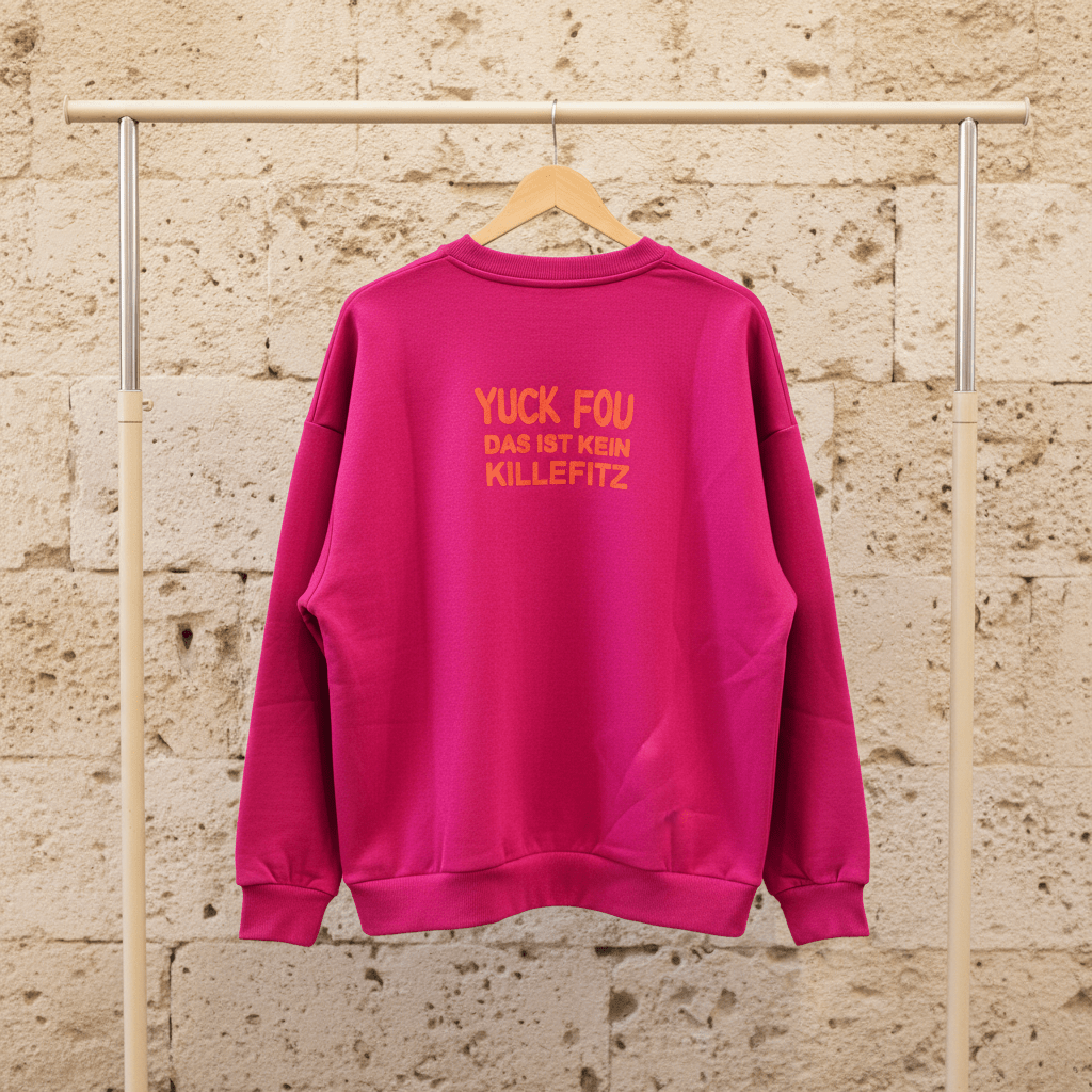 Hochwertiges Sweatshirt "Yuck Fou" Pink/Orange - B - Ware - fühls STATEMENT