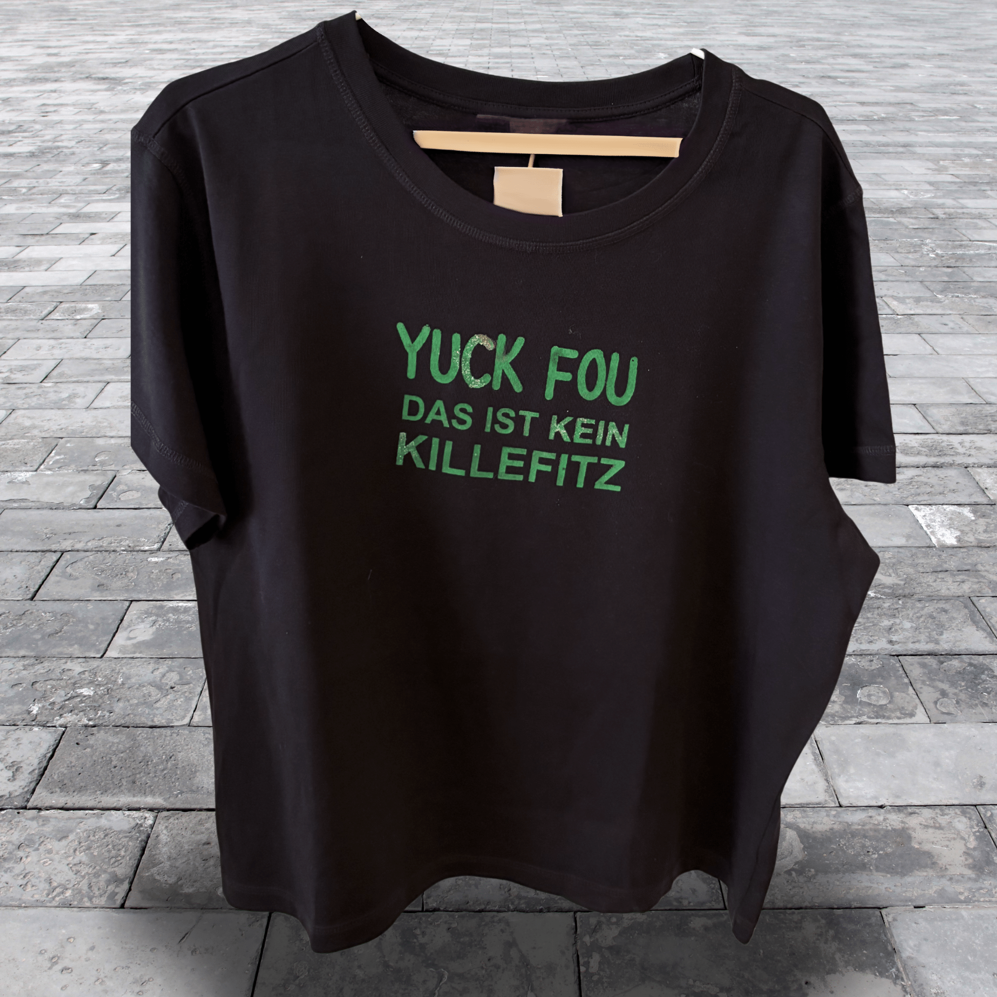 Kurzärmeliges T-Shirt "Yuck Fou" Schwarz mit Glitzer - fühls STATEMENT