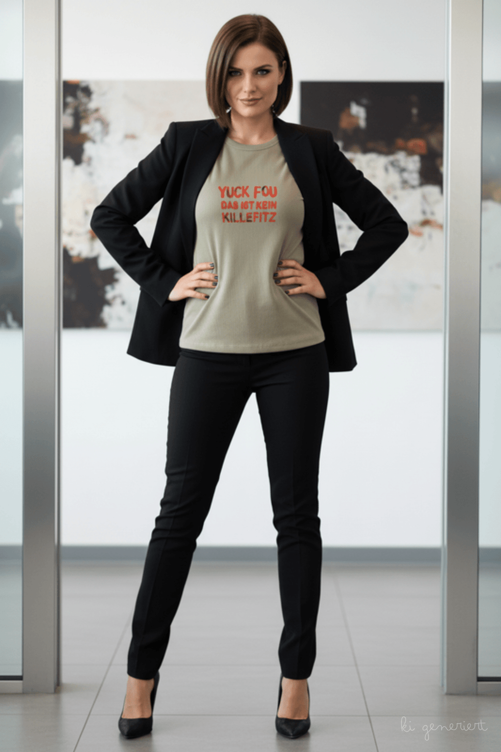 Kurzarm T-Shirt "Yuck Fou" khaki - fühls STATEMENT