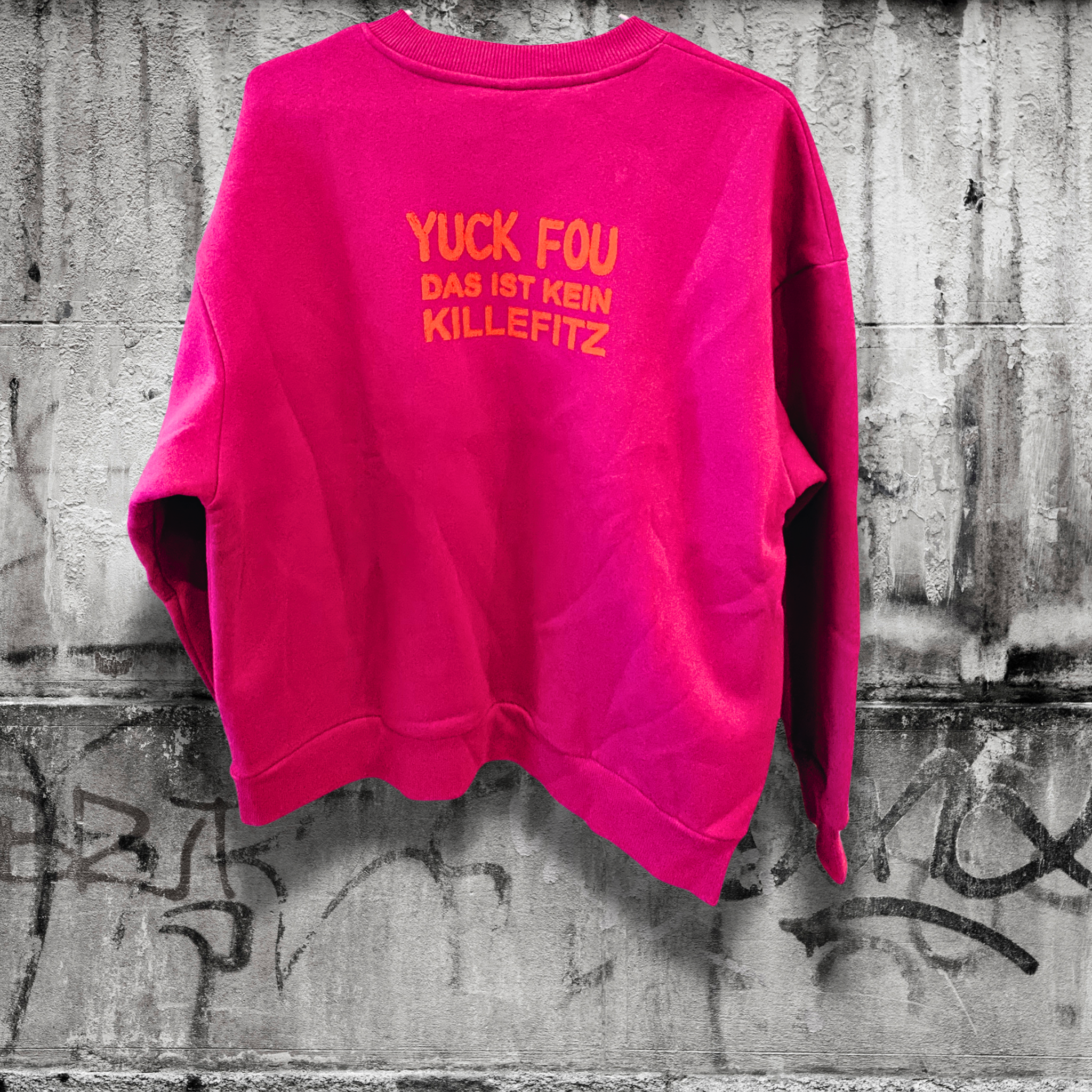 Hochwertiges Sweatshirt "Yuck Fou" Pink/Orange  - B-Ware -