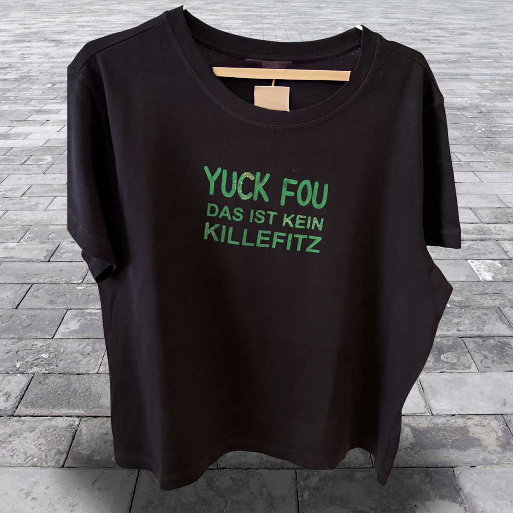 Kurzärmeliges T-Shirt "Yuck Fou" Schwarz mit Glitzer